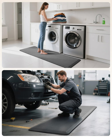 Ophanie modern gray kitchen mat complements workspaces