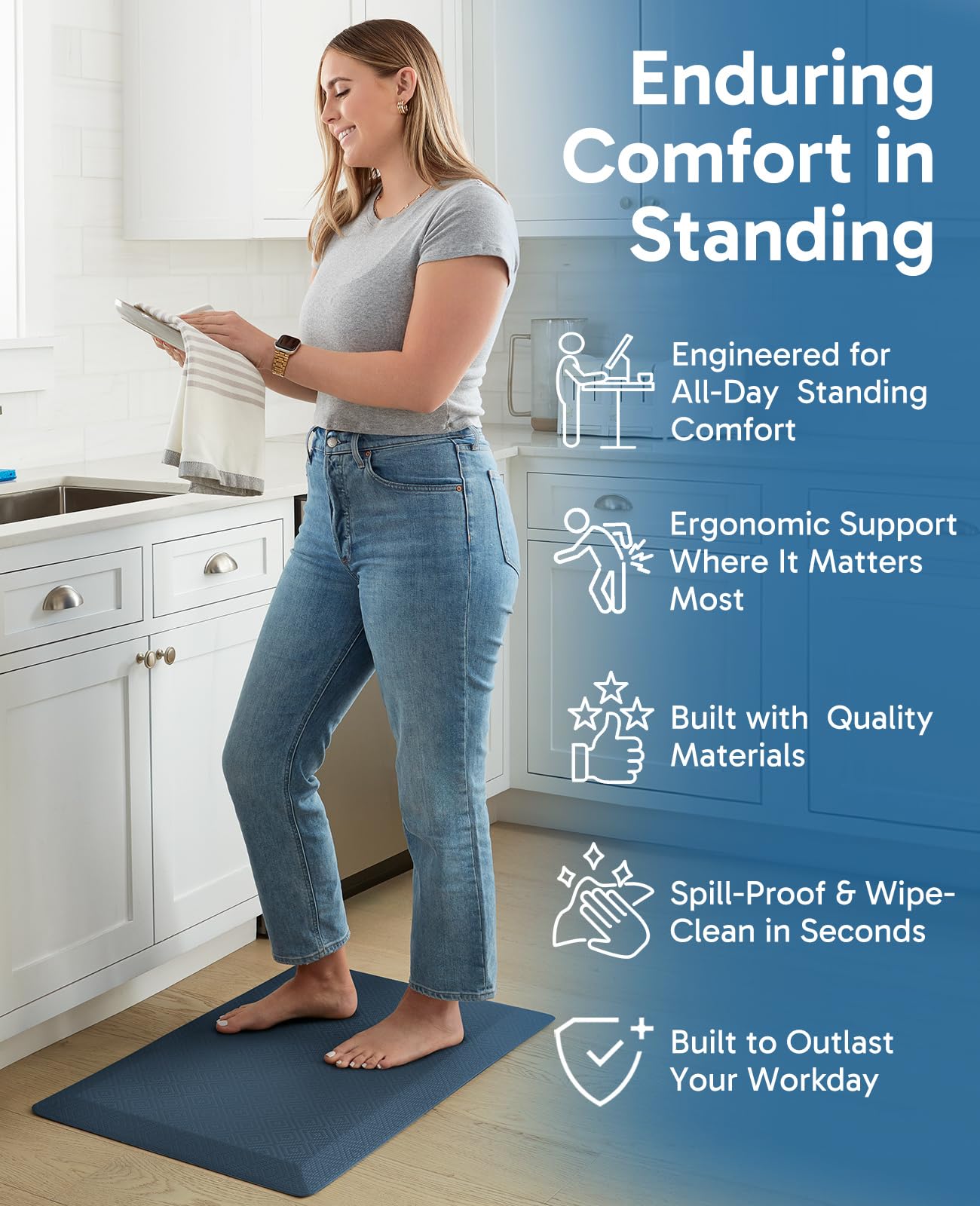 Ophanie textured surface improves grip for stable standing