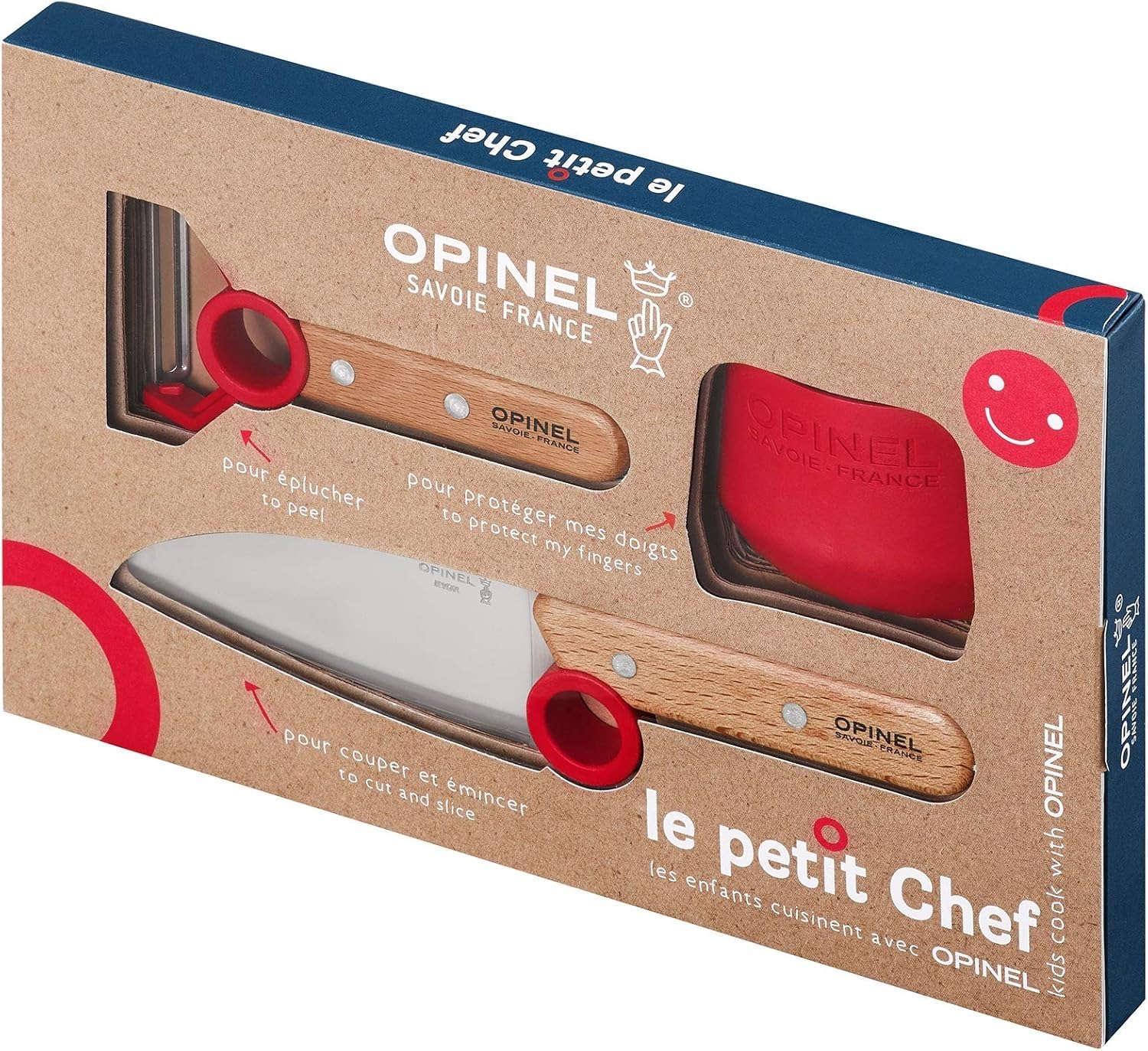 OPINEL Le Petit Chef finger guard helps protect small fingers during chopping.