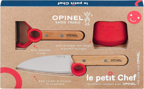 OPINEL Le Petit Chef set with rounded-tip knife promotes safe kids' cooking practice.