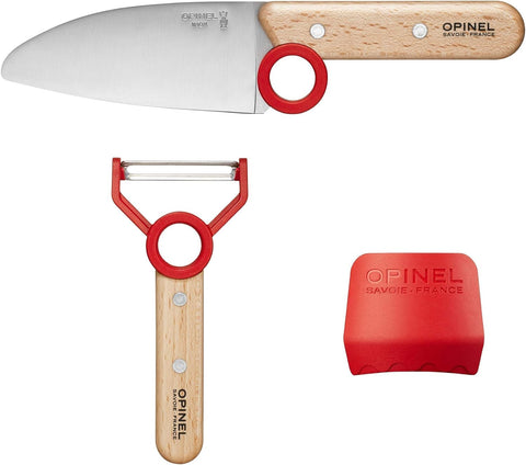 OPINEL Montessori beechwood handle supports ergonomic, kid-friendly grip.