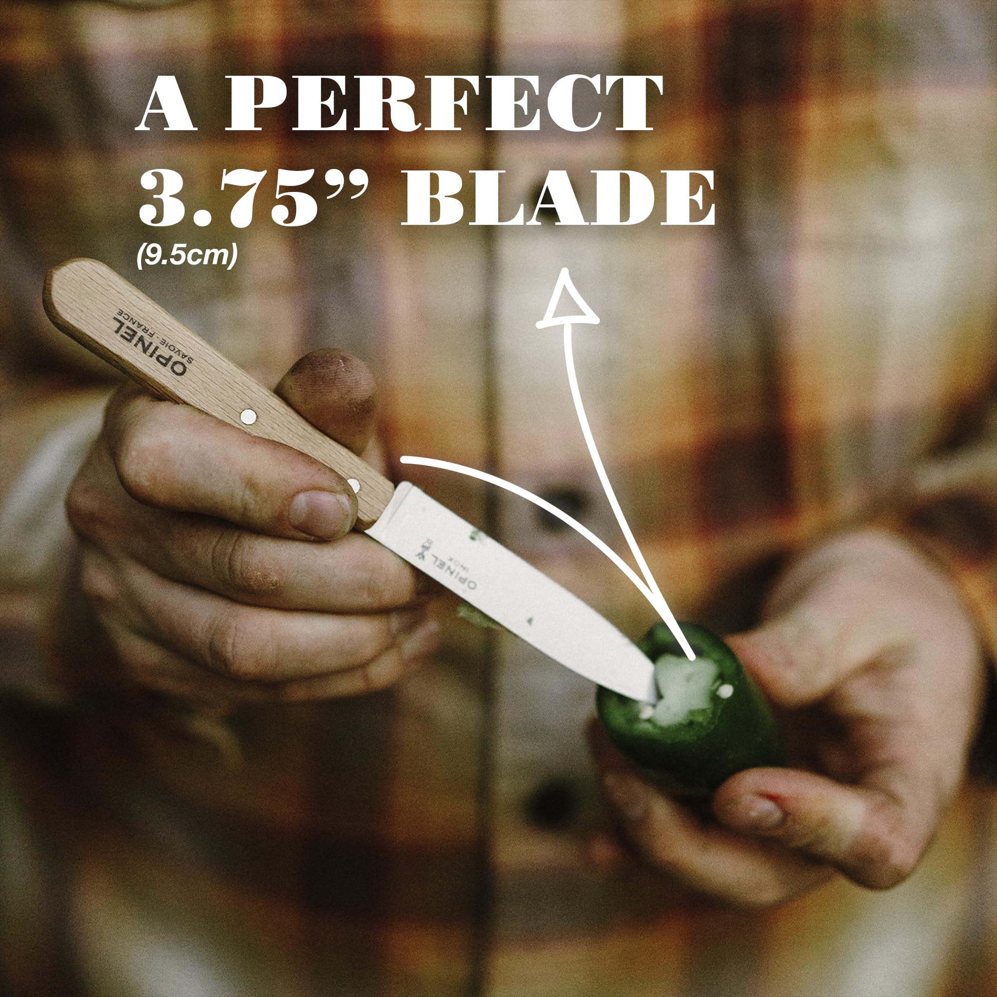OPINEL No. 112 stabilized beechwood handle provides comfortable grip and moisture protection.