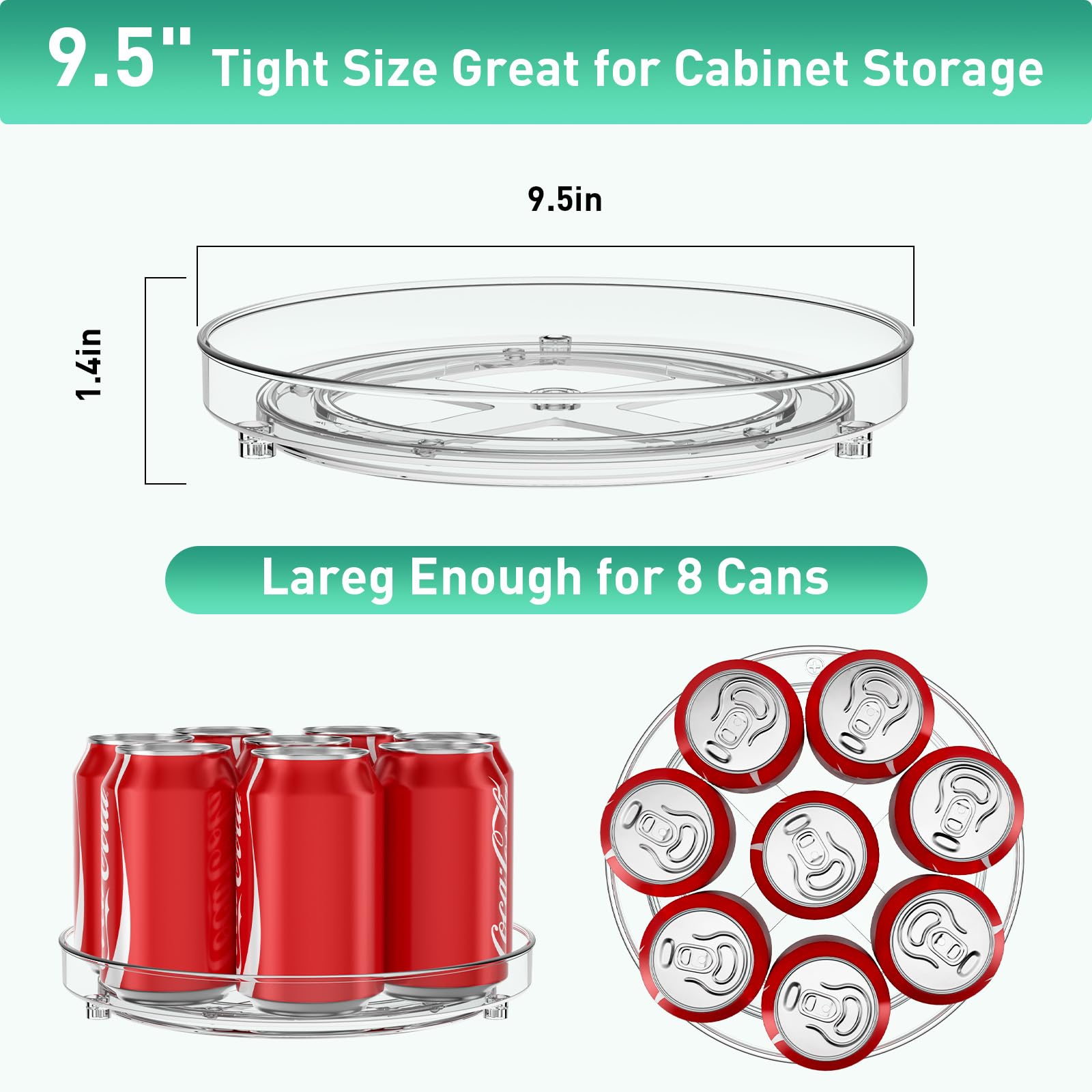Optish raised-edge design prevents items from falling during rotation.
