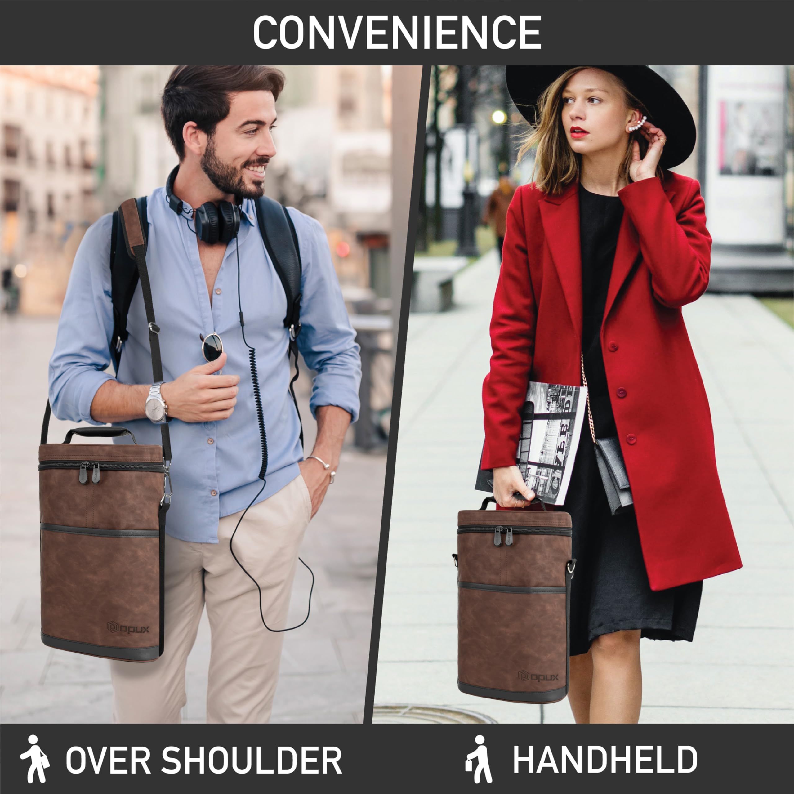 OPUX 600D polyester with PU leather trim adds durability and a touch of style.