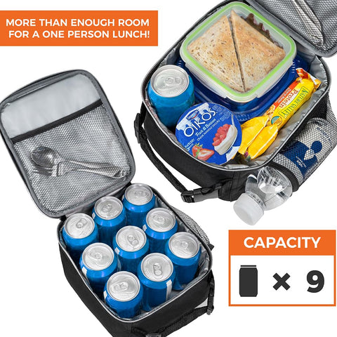 opux compact lunch bag fits in backpacks, 10x8x3.7 inches