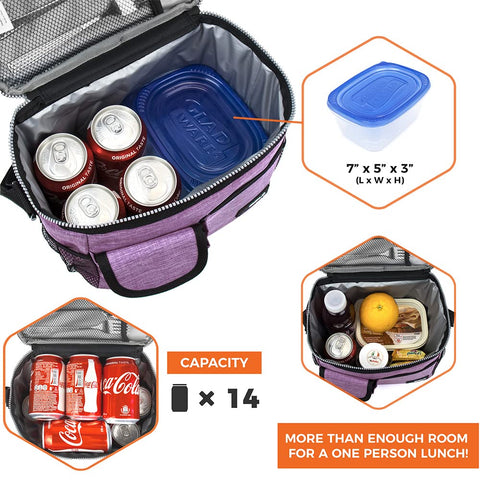 OPUX interior capacity view showing 14 cans / 8L for meal prep