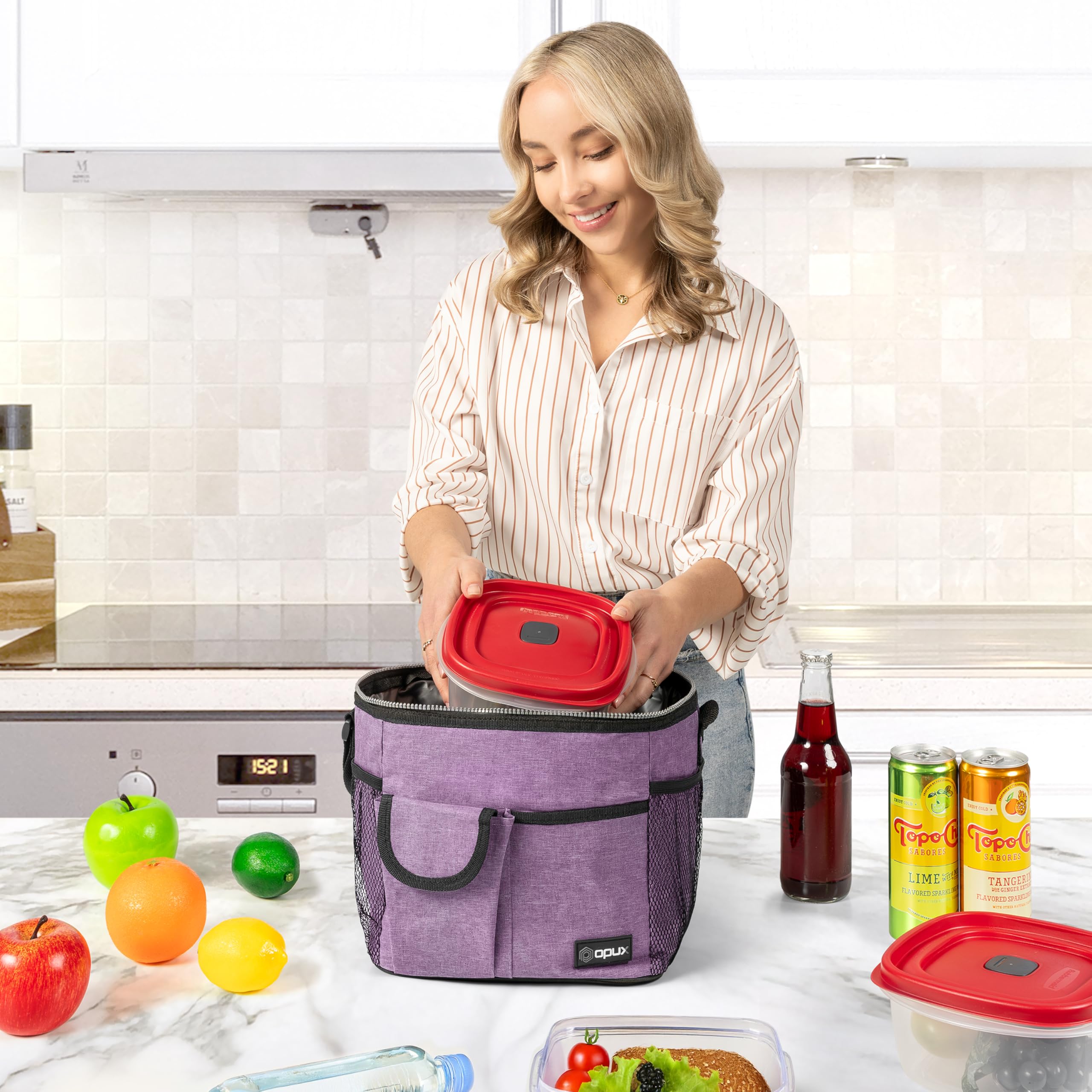 OPUX lunch bag front pocket for utensils and napkins