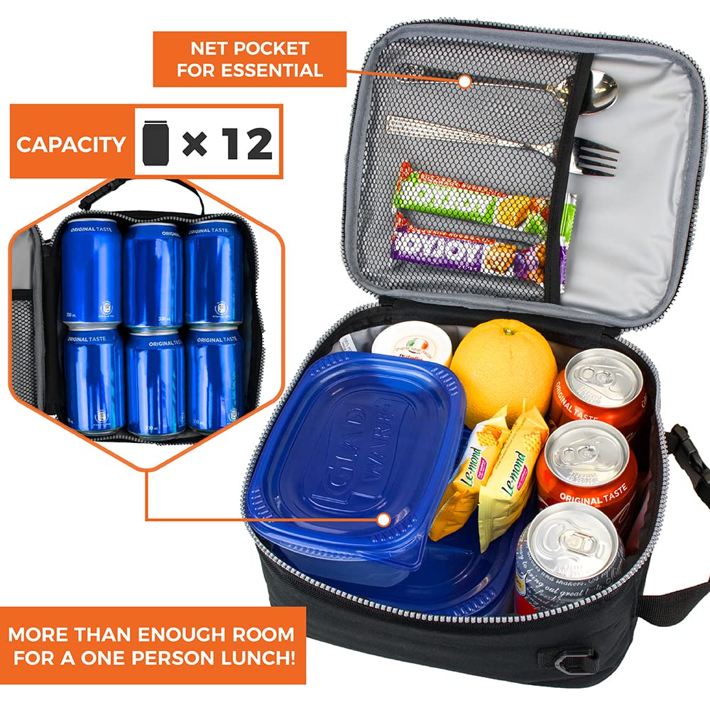 OPUX lunch bag front zip pocket stores essentials for school.