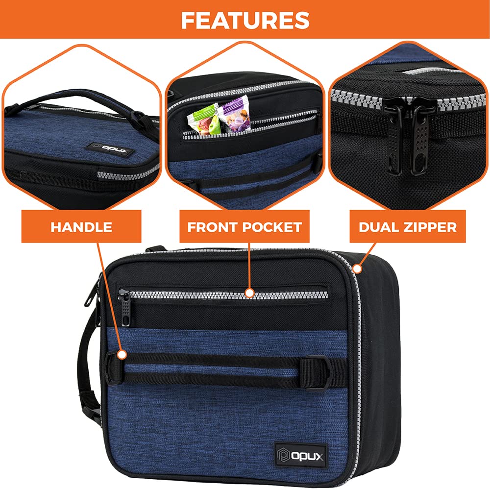 OPUX insulated lunch bag with shoulder strap for hands-free commuting.