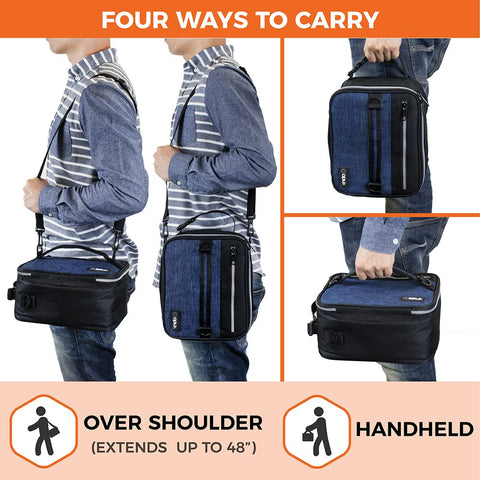 OPUX lunch bag waterproof construction protects contents during travel.
