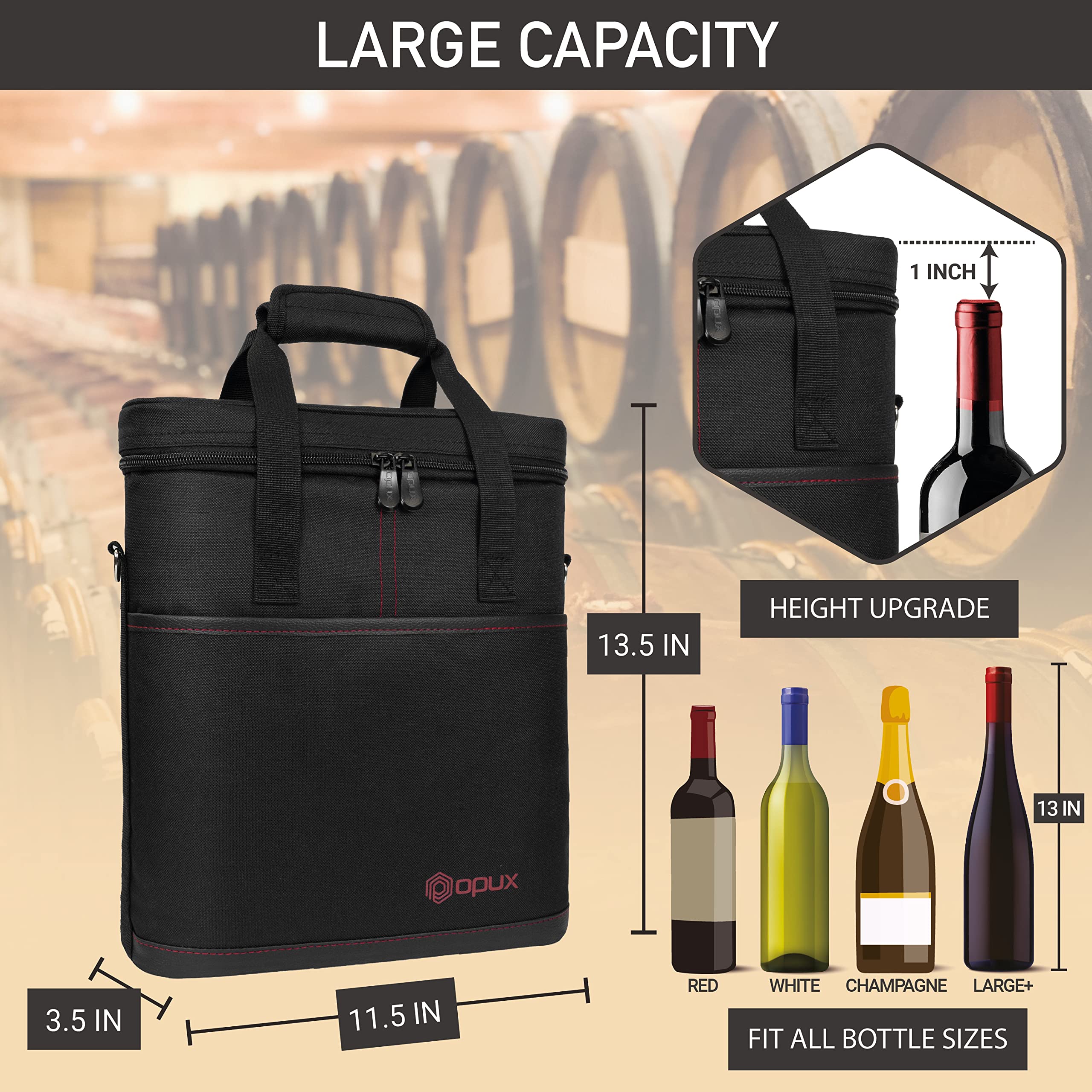 OPUX padded-wine-travel-bag protects bottles during transit.