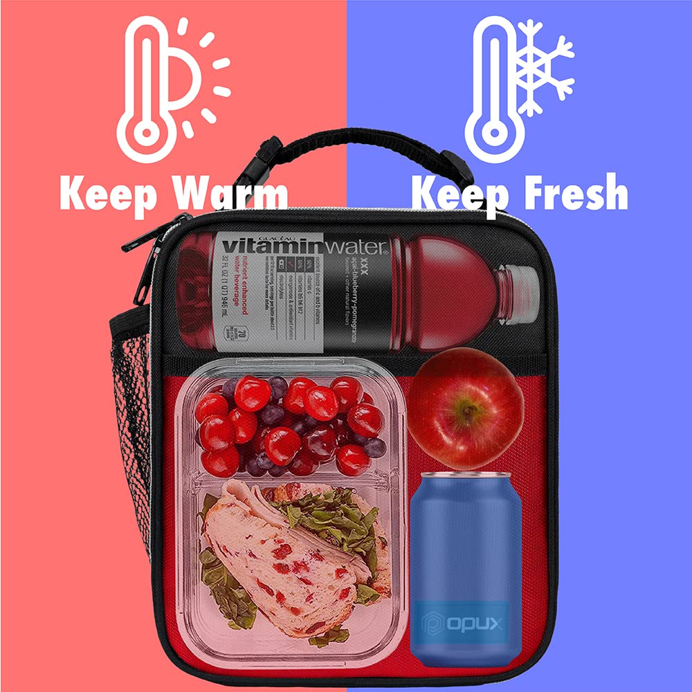 opux insulated lunch box side pocket for water bottle