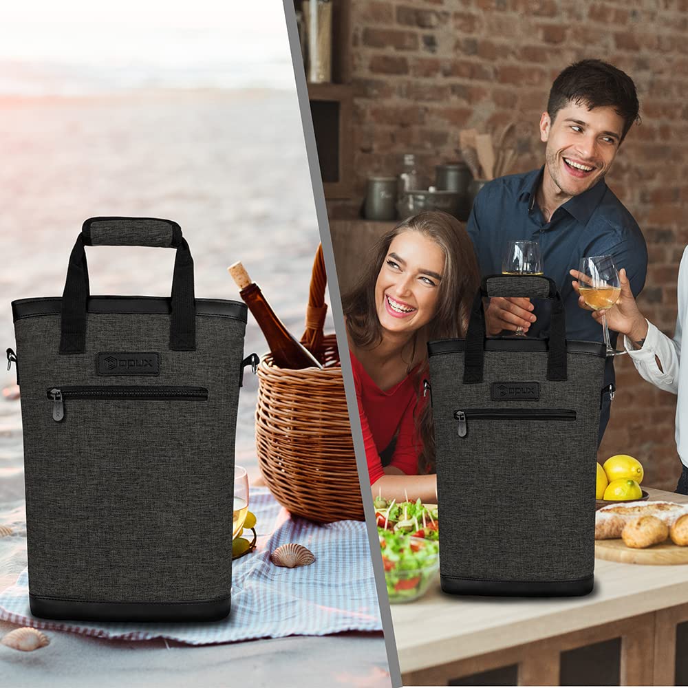 OPUX stylish wine bag made with 600D polyester and PU leather trim.