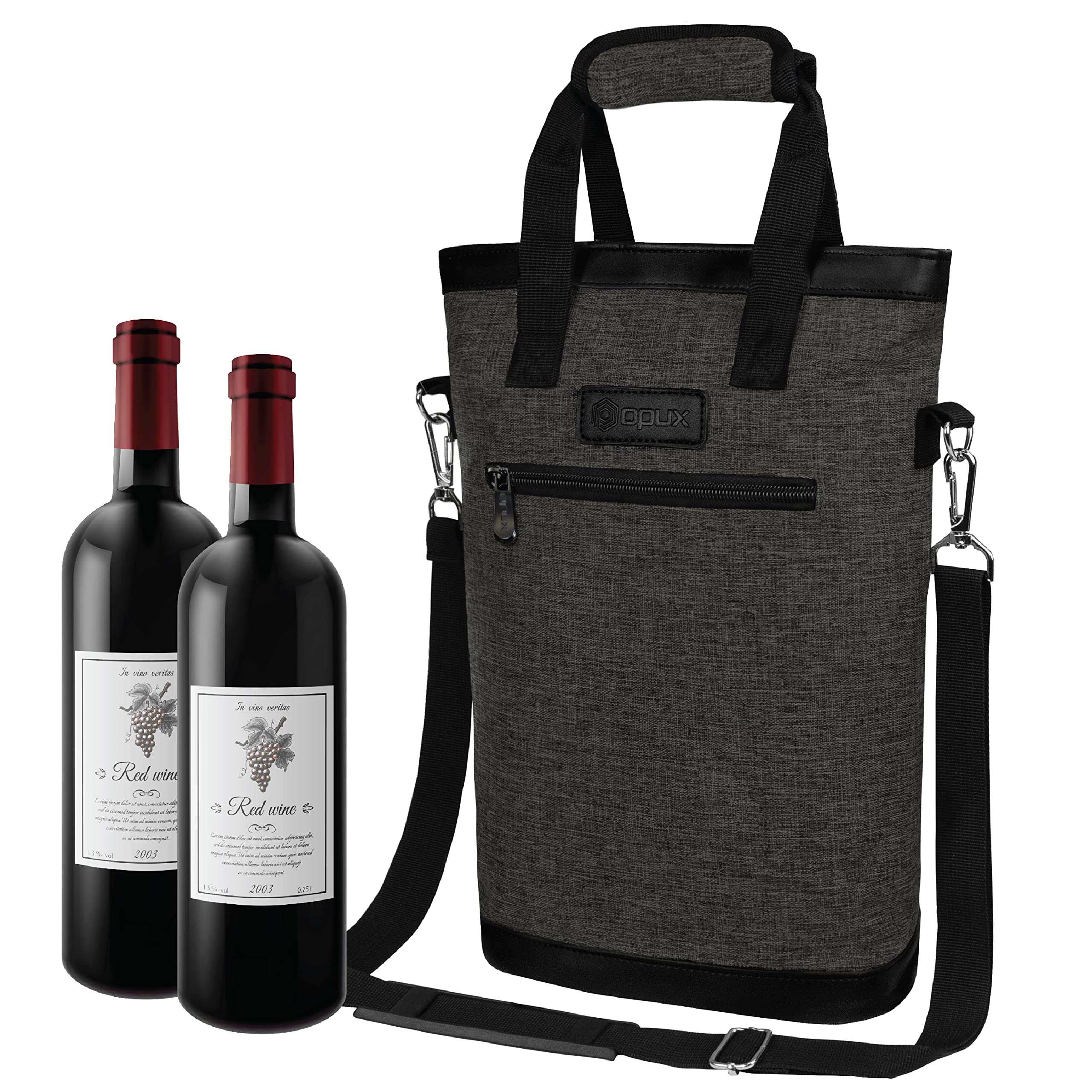 OPUX two-bottle wine bag insulated design ideal for travel.