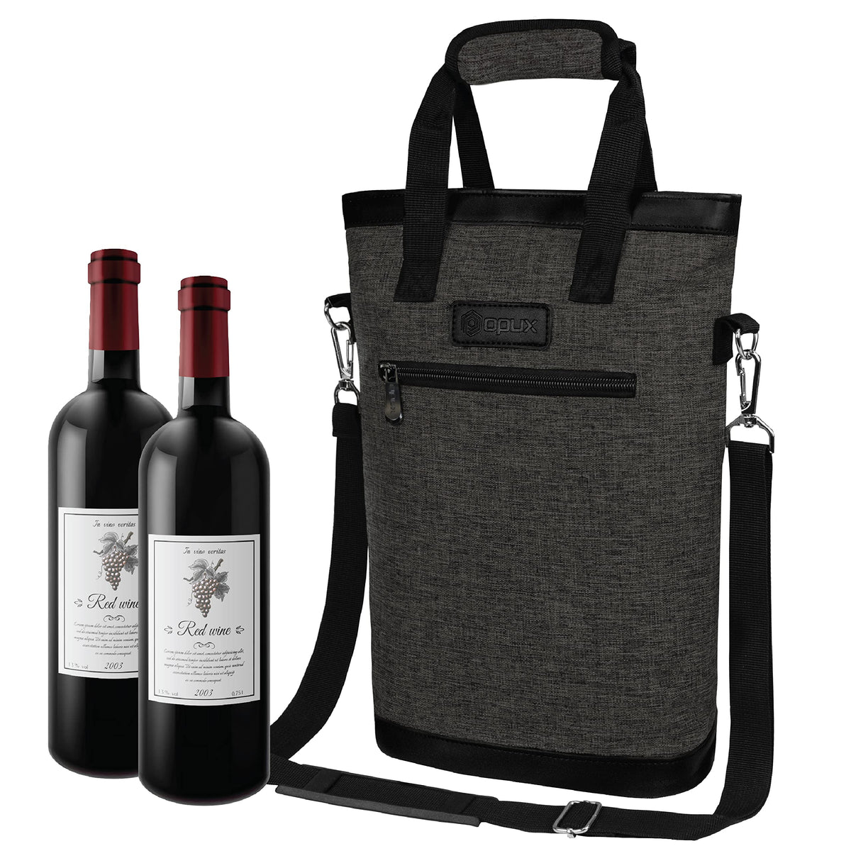 OPUX two-bottle wine bag insulated design ideal for travel.