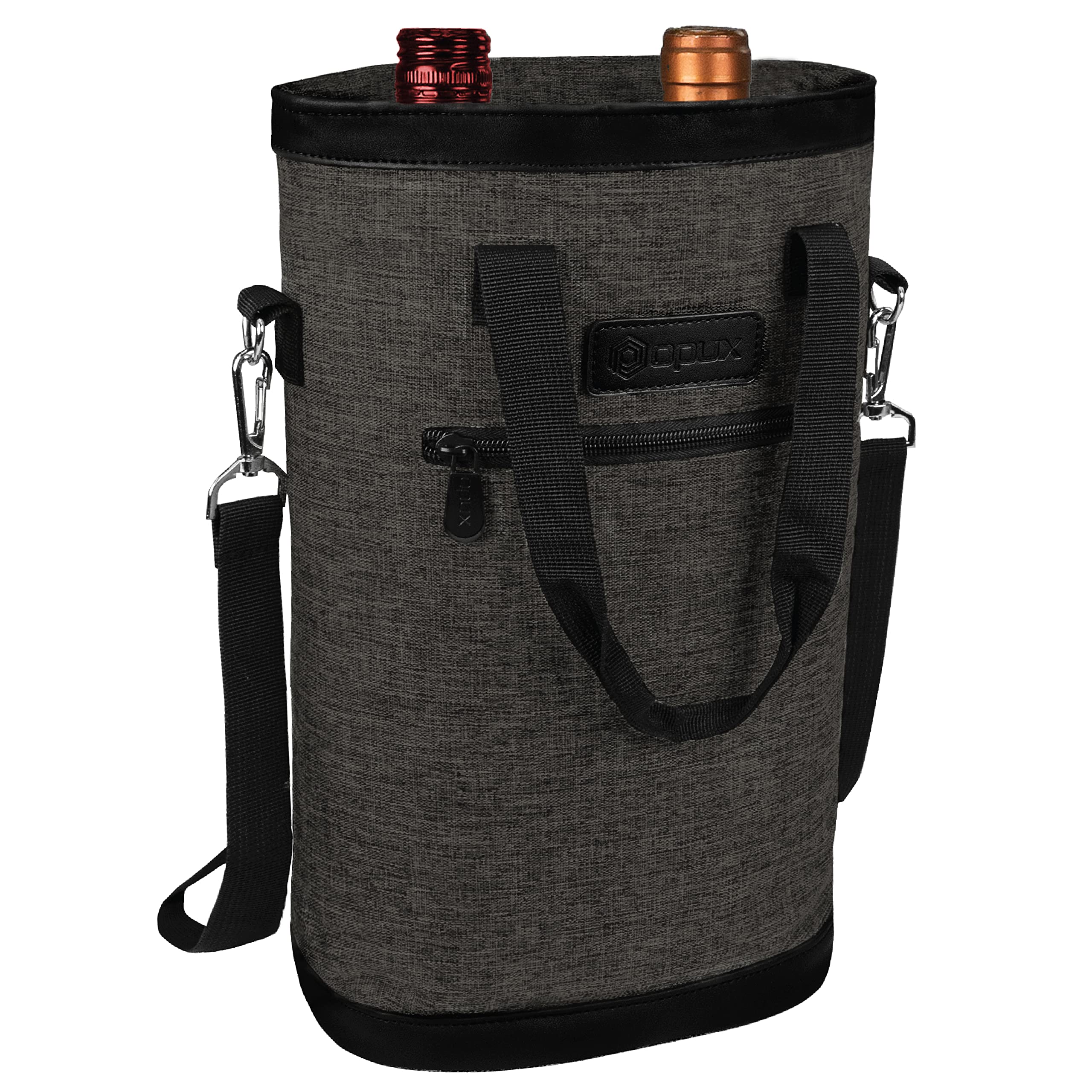 OPUX leakproof wine tote interior lining prevents spills during transport.
