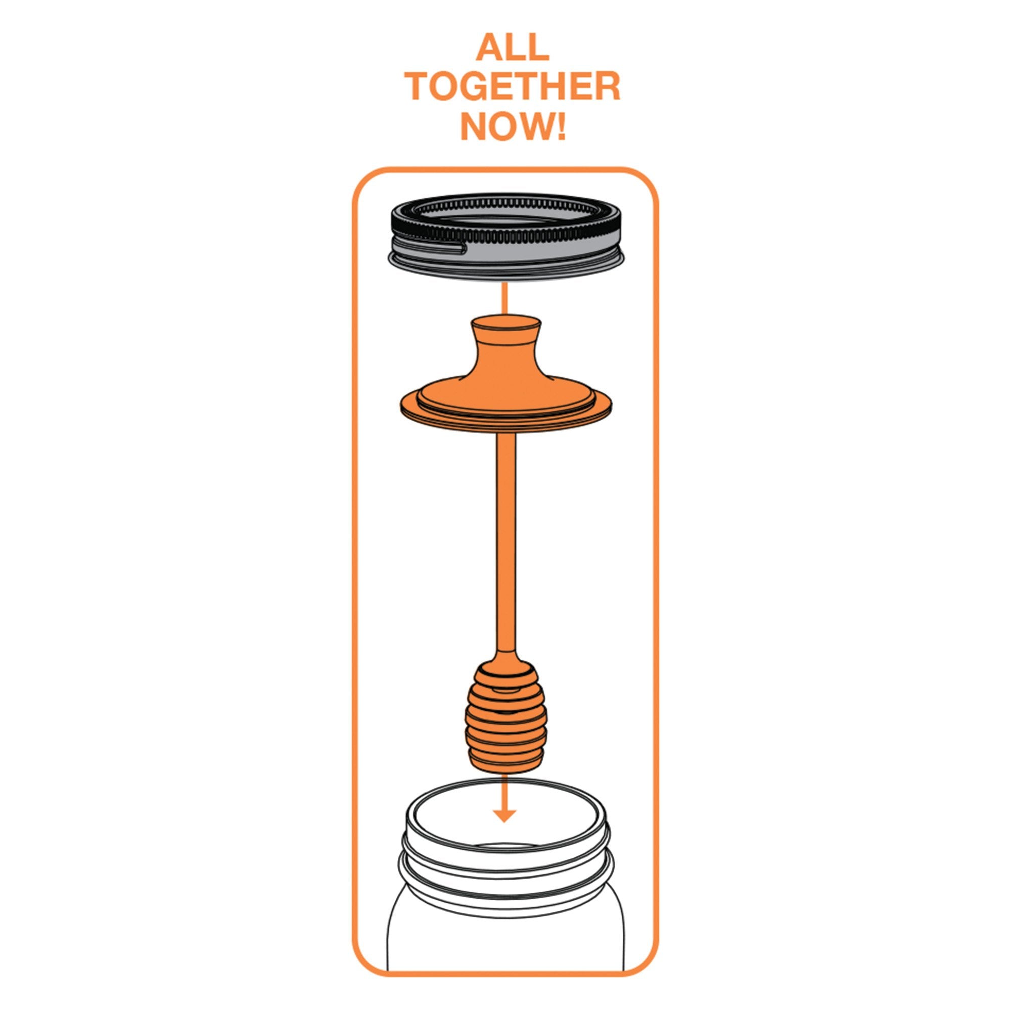 Orange lid with easy-grip handle on the jar