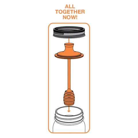 Orange lid with easy-grip handle on the jar