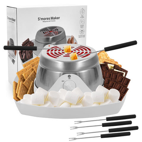 ORANLAN S'mores Kit flameless heater on base enables safe indoor roasting.