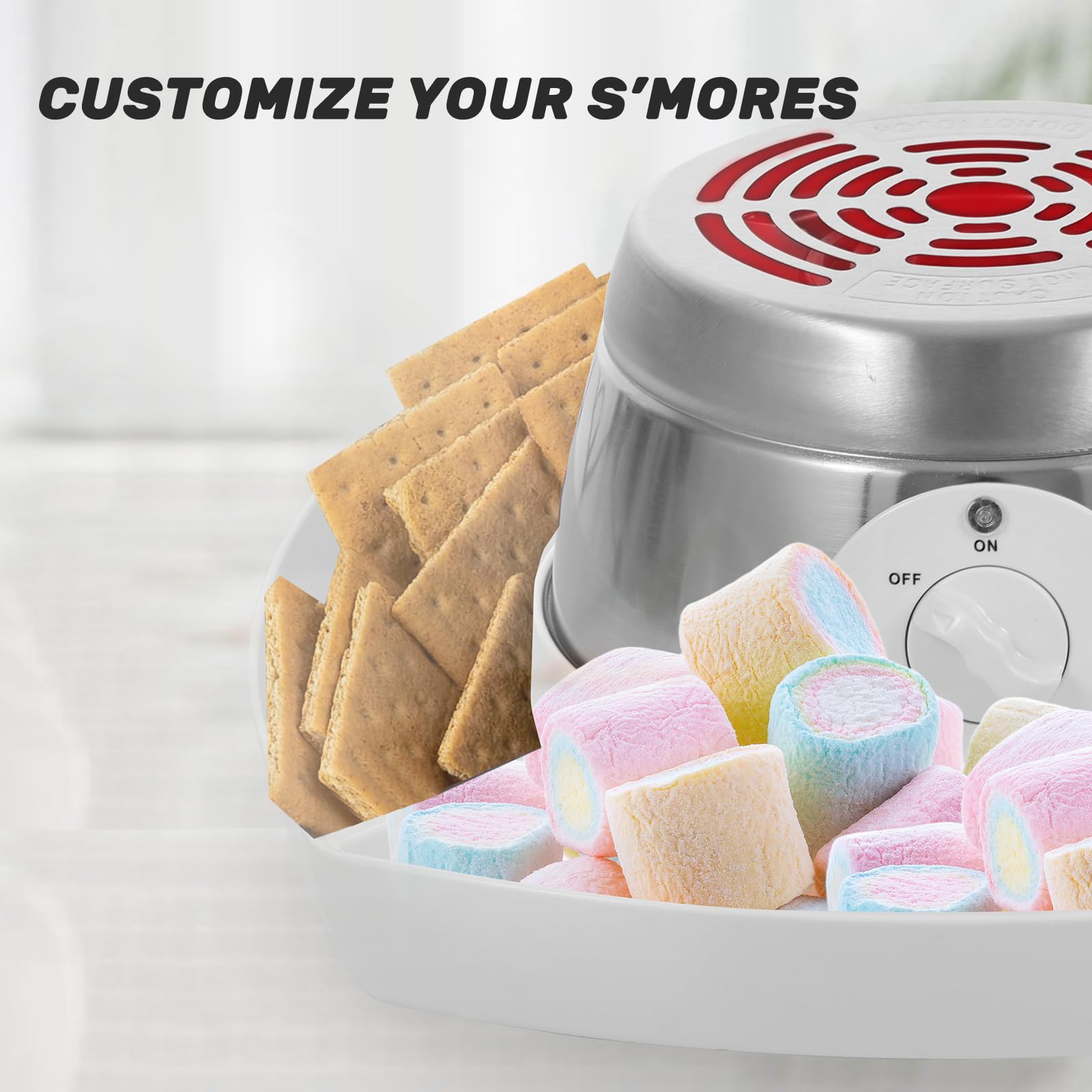 ORANLAN S'mores Kit large tray for even browning of marshmallows.