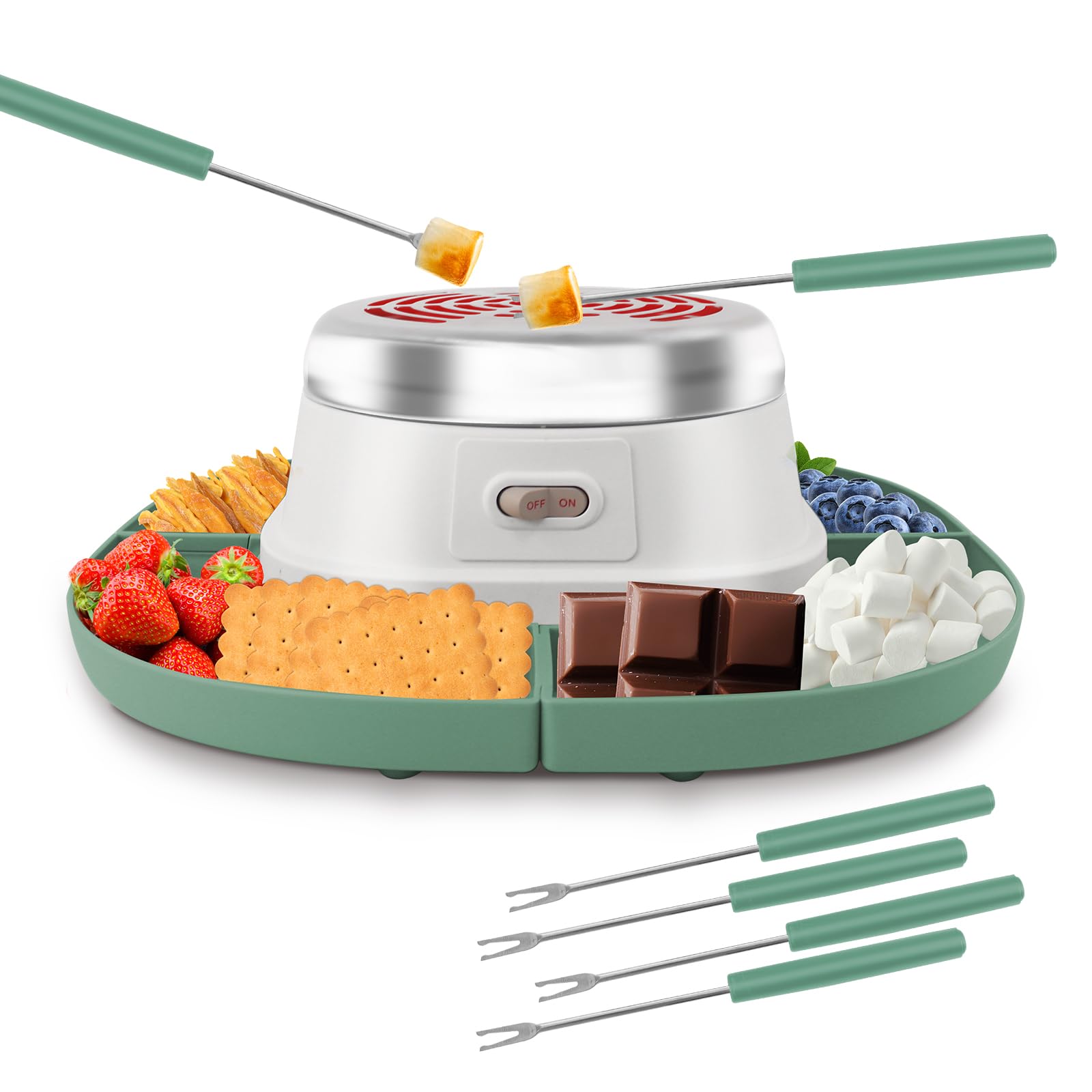ORANLAN Smores Maker tabletop indoor kit on a cozy kitchen counter for family fun.