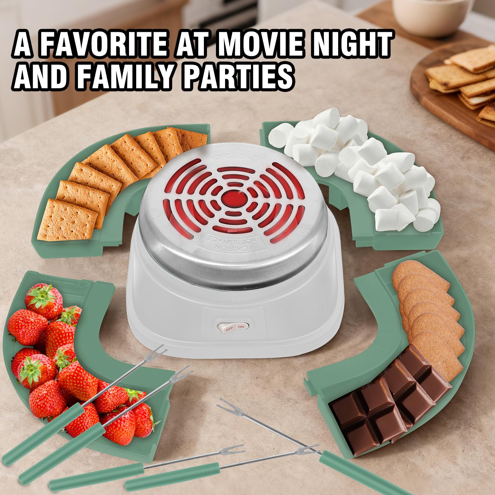 ORANLAN Smores Maker creates warm snacks for cozy gatherings.