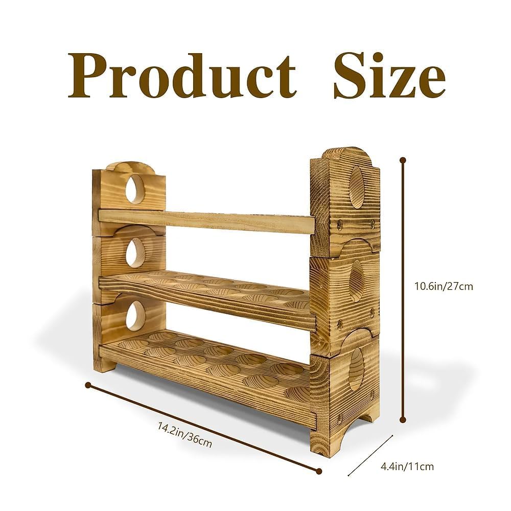 ORBEIN pine wood egg rack sideview highlights sturdy construction and farmhouse charm.