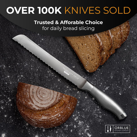 Orblue durable kitchen tool for everyday bread slicing.