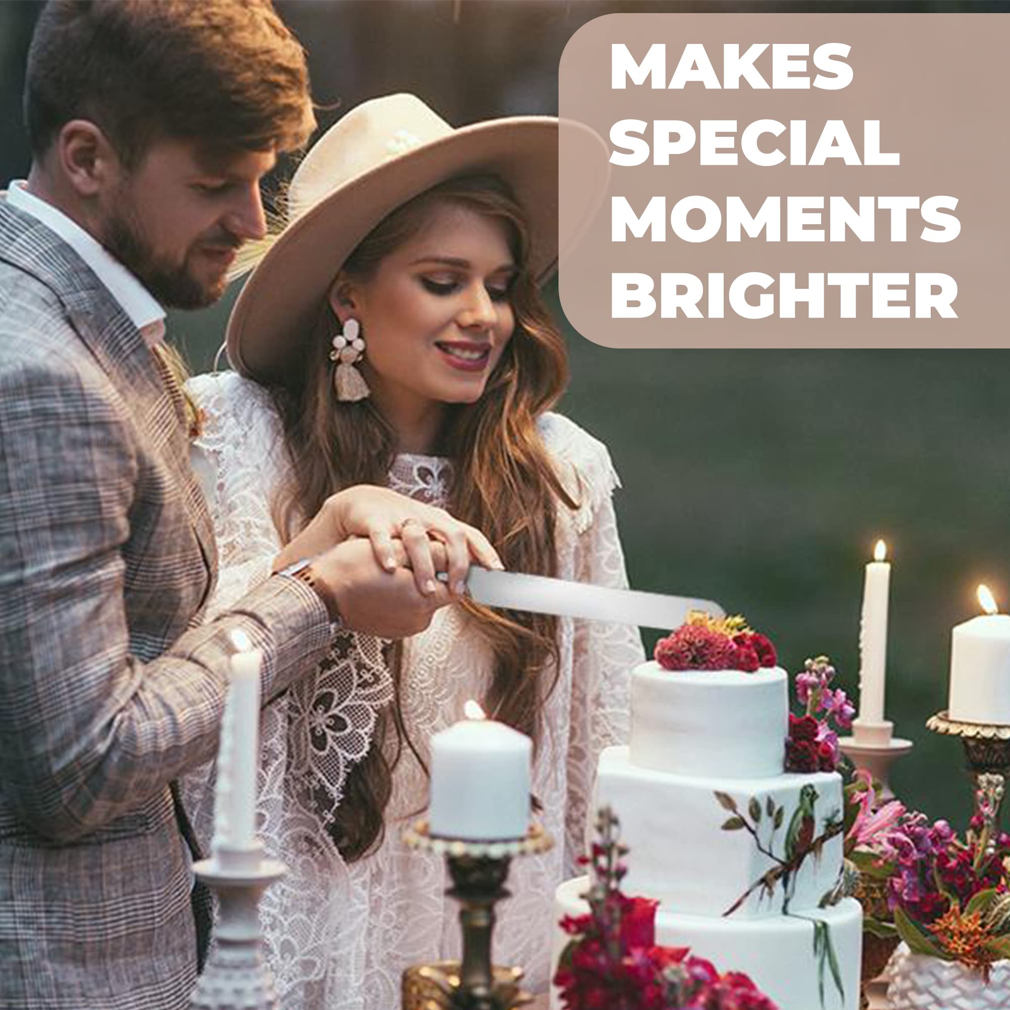 Orblue ergonomic handle design offers comfortable grip during cake cutting.