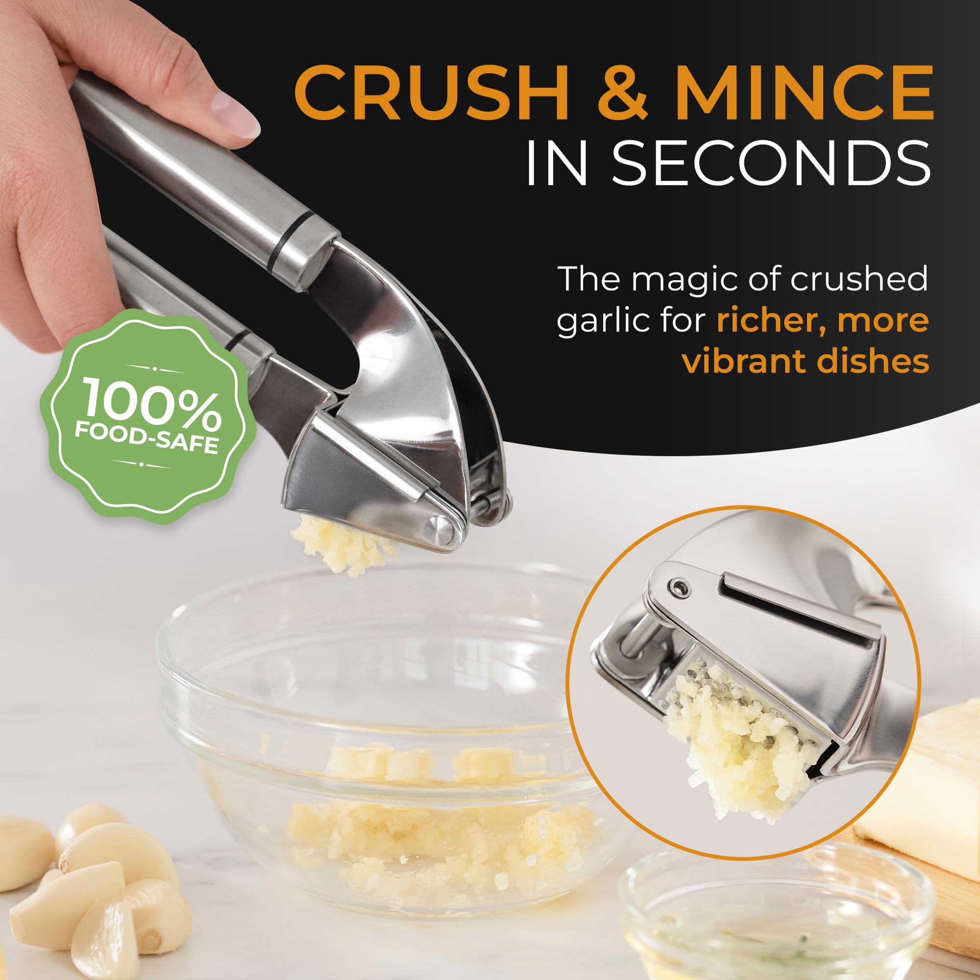 Orblue garlic press red color option adds style to kitchen