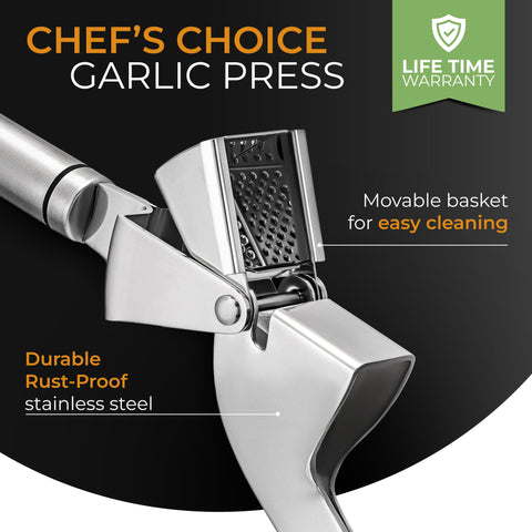 Orblue garlic press with ergonomic handles for comfortable use