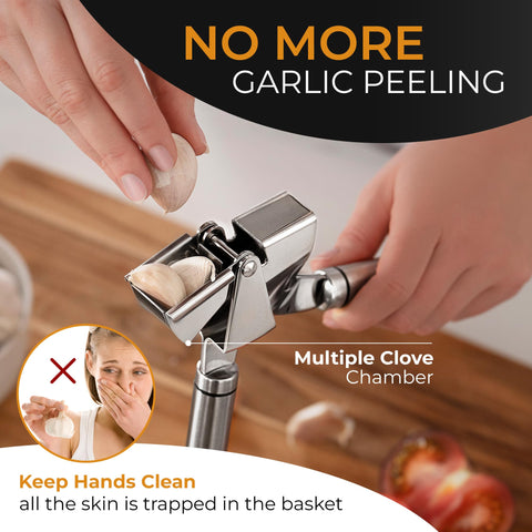 Orblue garlic press producing smooth garlic paste quickly