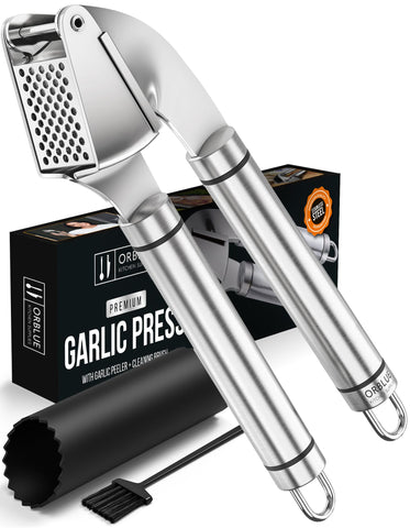 Orblue garlic press stainless steel for effortless mincing