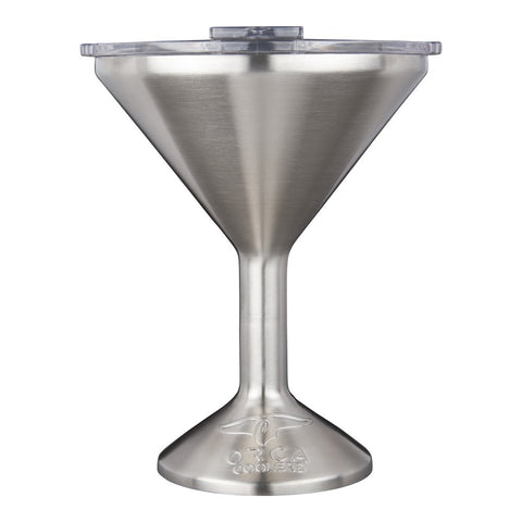 ORCA Tini 13oz stainless steel martini glass with lid keeps cocktails cold and spill-free.