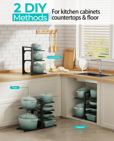 ORDORA cabinet vertical storage setup visual showing versatile cookware fit.