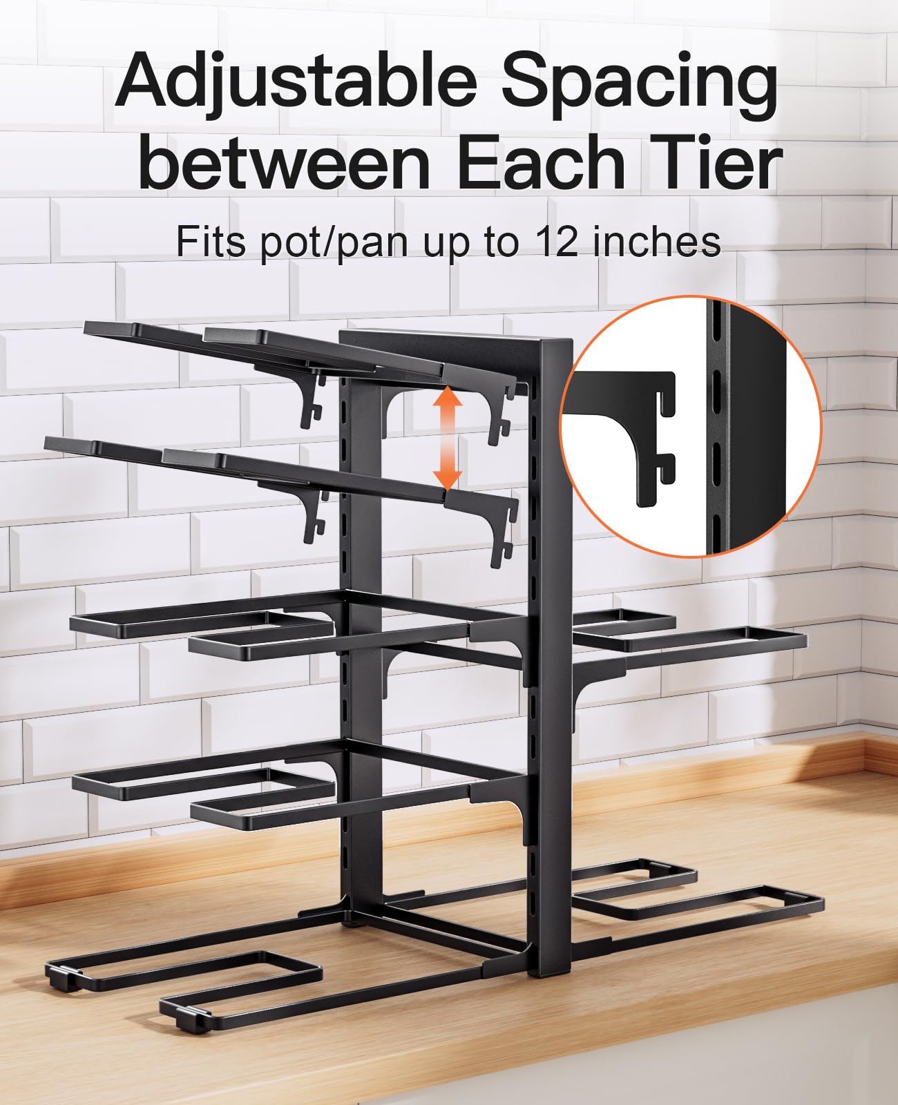 ORDORA organized space supports up to 120 lbs and 12-inch cookware.