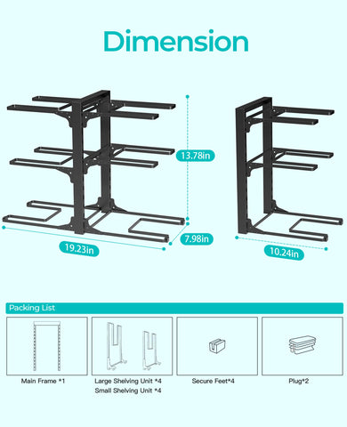 ORDORA adjustable height rack accommodates various pot sizes and lids.