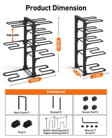 Heavy-duty prongs of ORDORA provide stable storage for large pots.