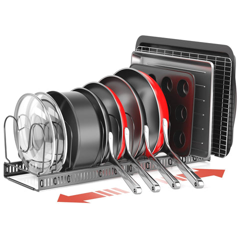 ORDORA pots and pans organizer under cabinet with extendable frame for space-saving storage