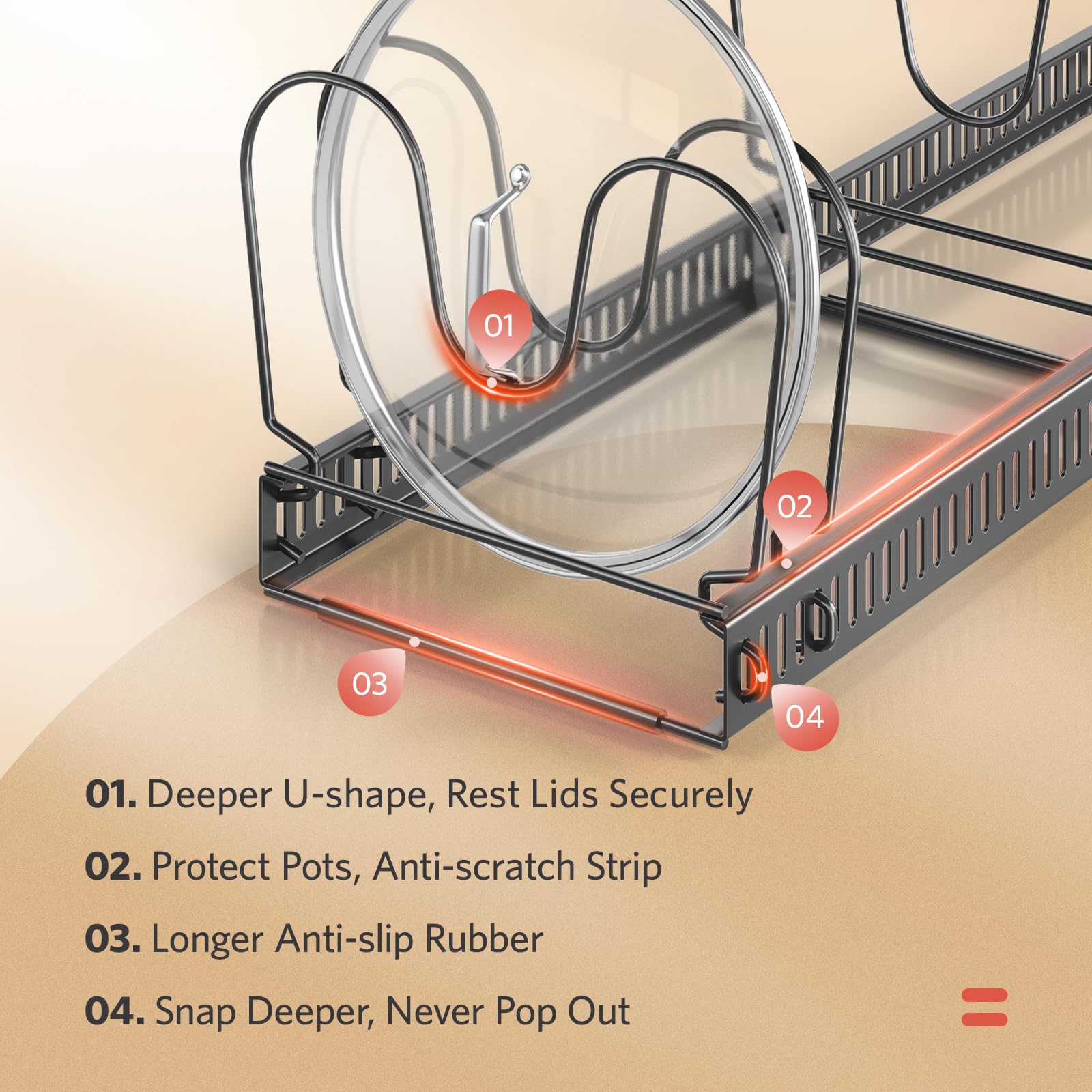 ORDORA scratch-protective strips guard cookware from scratches during storage