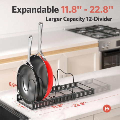 ORDORA U-shaped cabinet storage with deep grooves stabilizes pots and lids securely