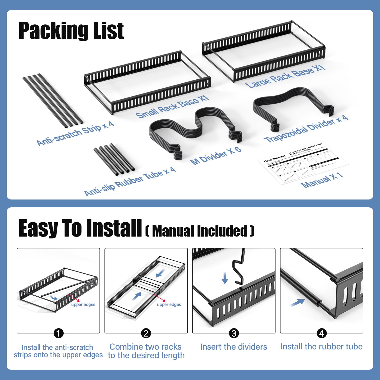 ORDORA versatile rack supports pots lids and trays in multiple layouts.