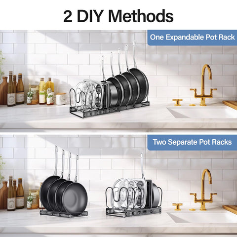 ORDORA vertical storage keeps cookware upright for easy access.