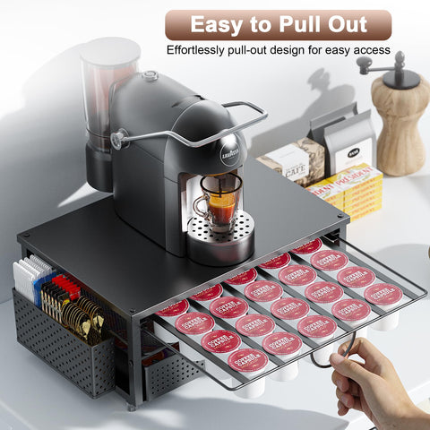 ORDROLL K Cup Holder bottom drawer division keeps capsules neatly separated for quick access.