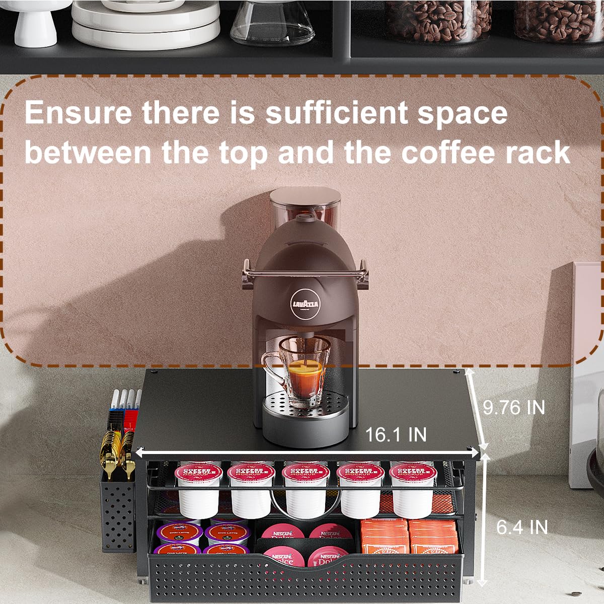 ORDROLL K Cup Holder compact under-coffee-maker fit saves counter space.