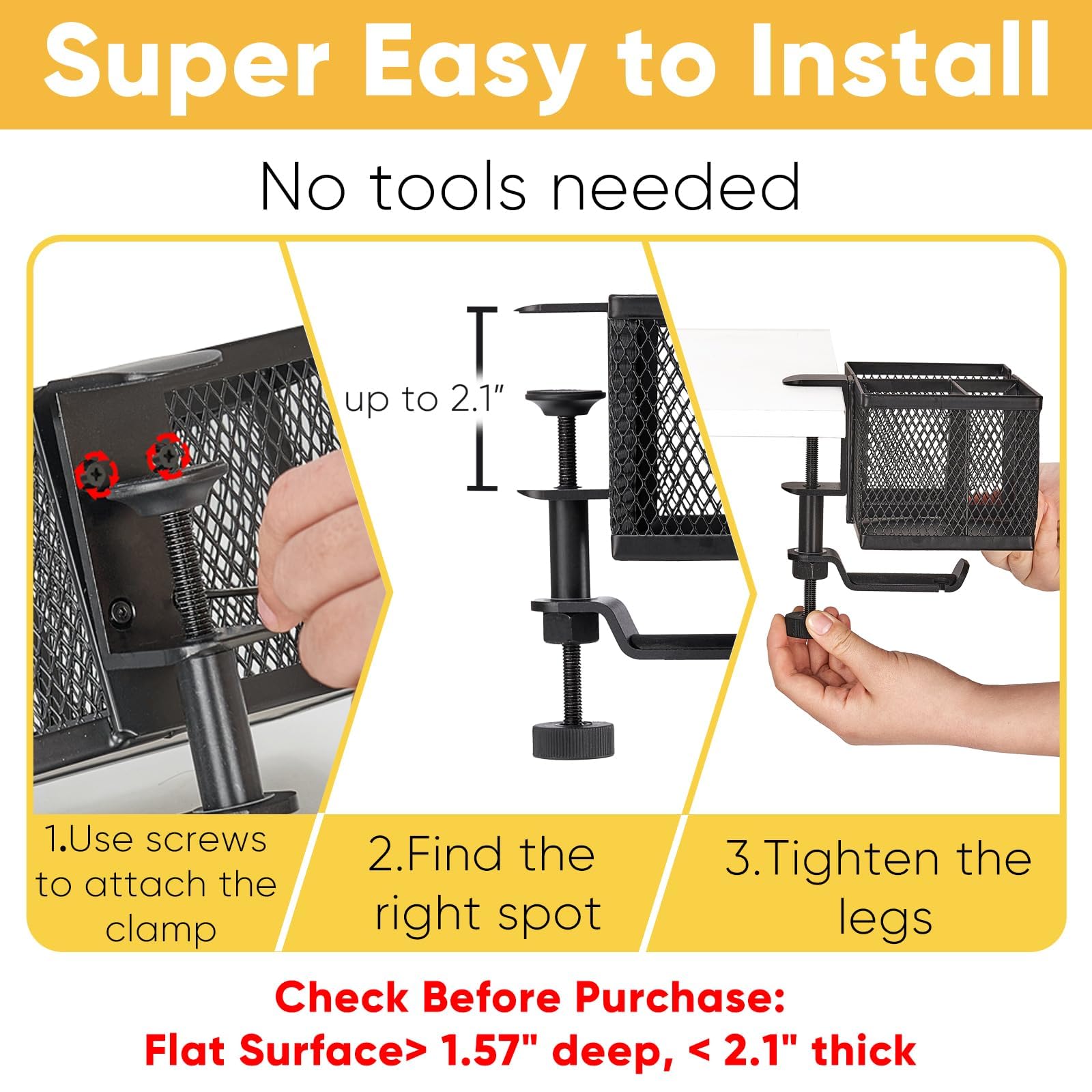 OrgaFocus slim, space-saving design frees desk surface.