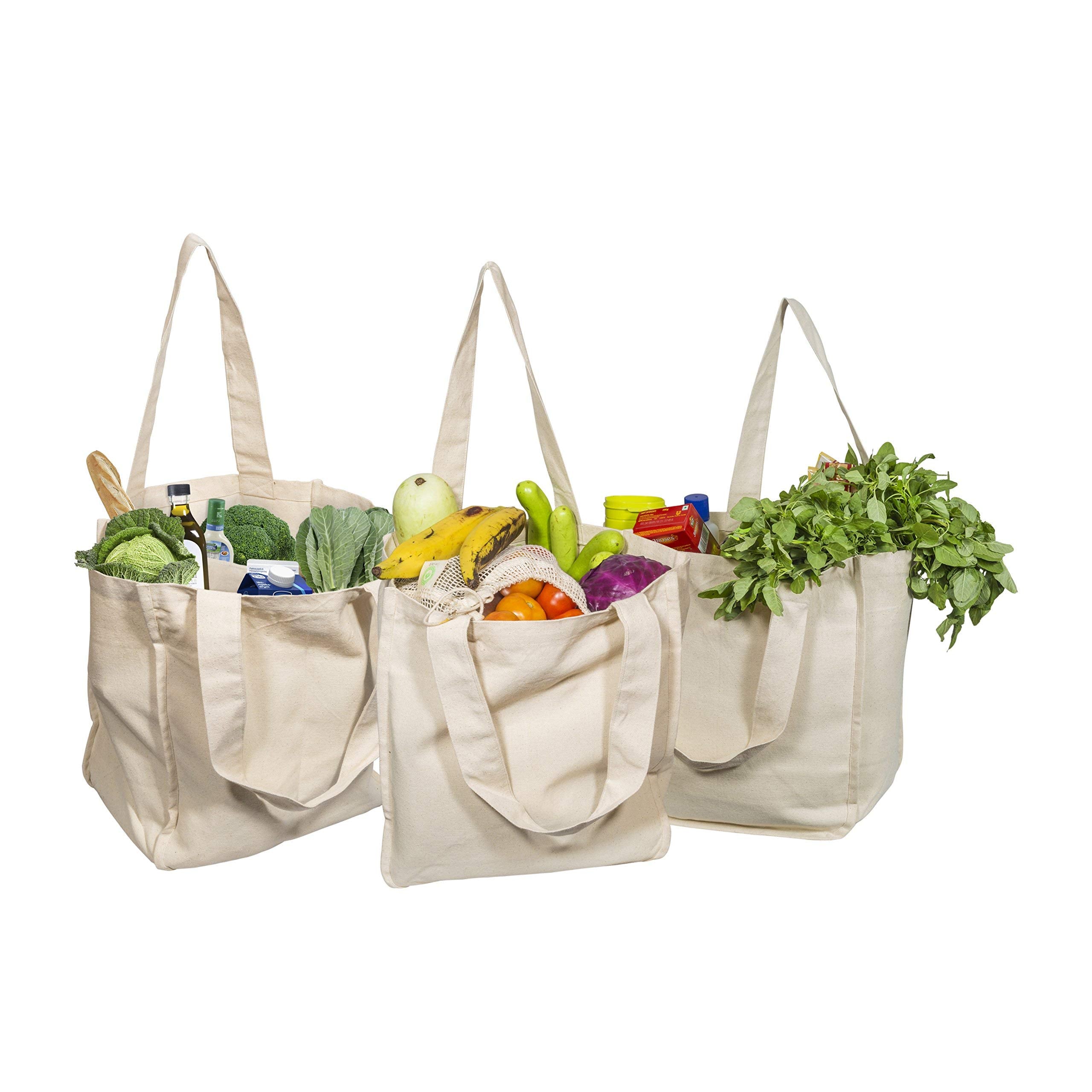 Organic Cotton Mart canvas bags—front view, sturdy daily grocery carrier.