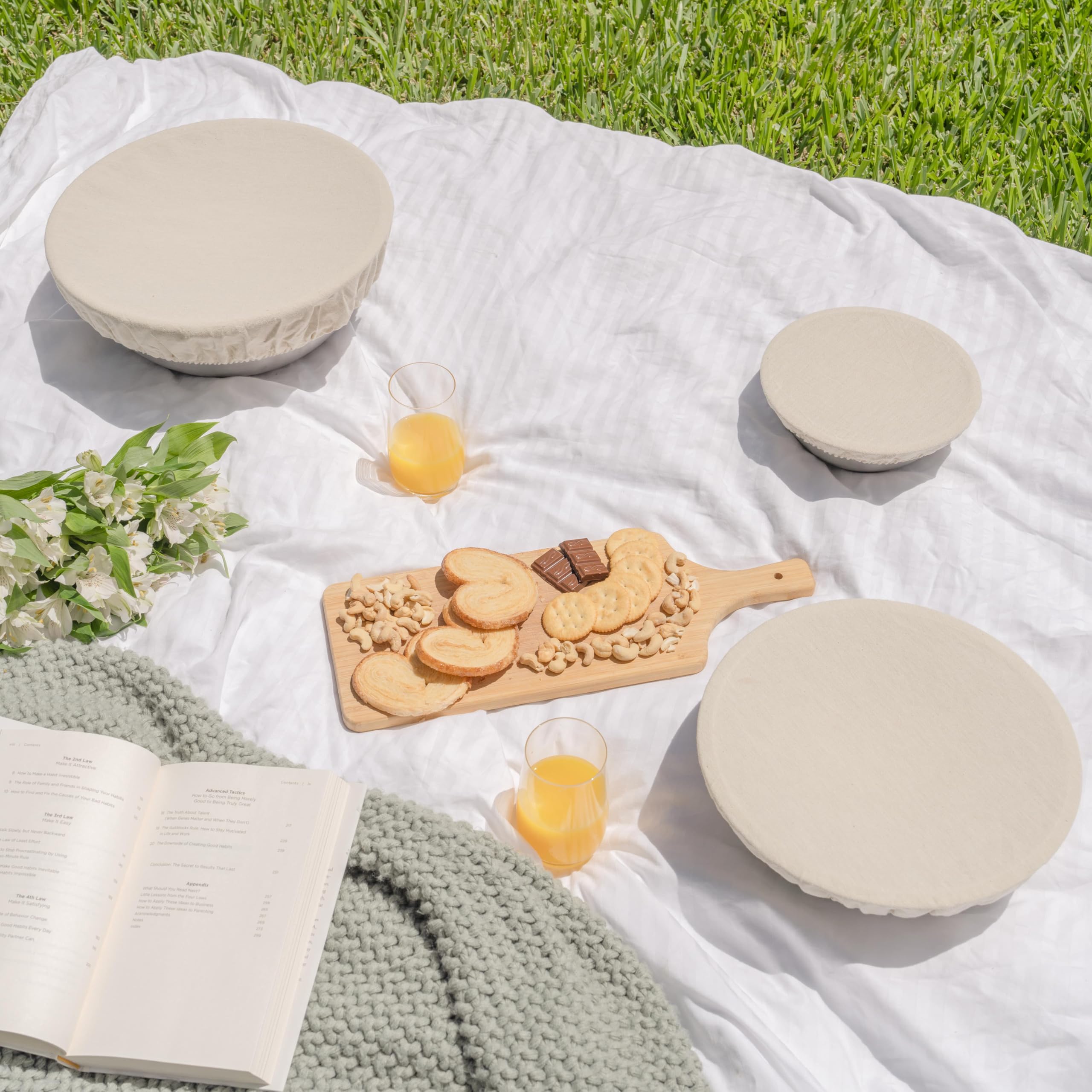 Organic Cotton Mart off white 1S bowl cover for small bowls and snacks