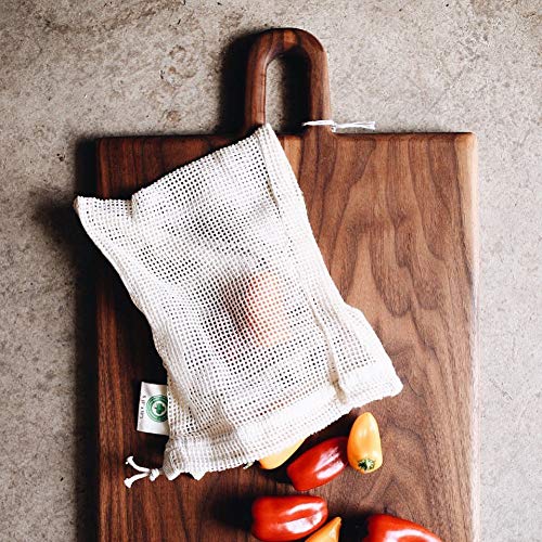 Organic Cotton Mart mesh bags with drawstring closure for secure transport