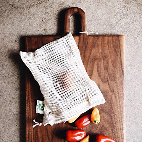 Organic Cotton Mart mesh bags with drawstring closure for secure transport